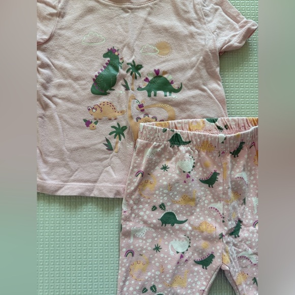 Baby Gap|Baby girl Pink Dinosaur Kids Pajamas short sleeve tee & leggings pants• - Picture 2 of 4